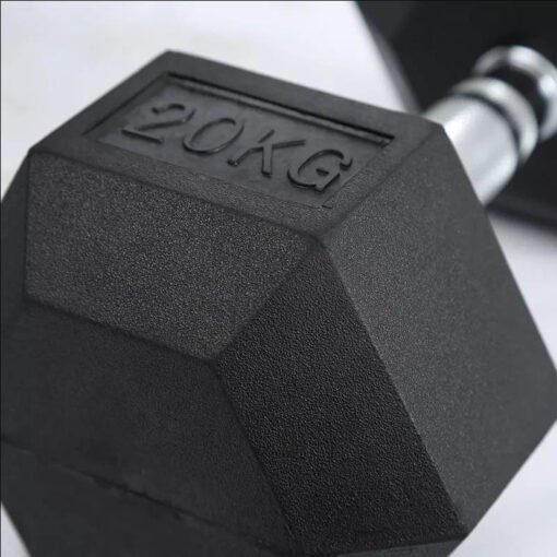 Black Rubber Coated Hex Dumbbell (4)