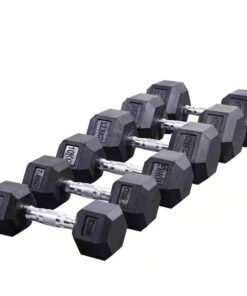 Black Rubber Coated Hex Dumbbell (4)