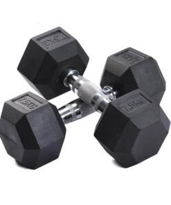 Black Rubber Coated Hex Dumbbell (4)