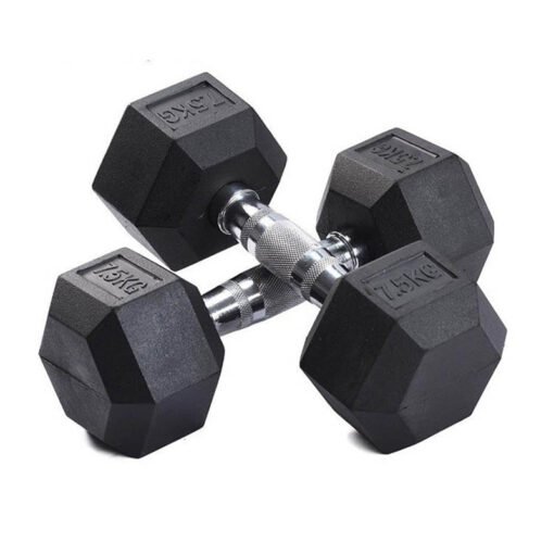 Black Rubber Coated Hex Dumbbell (4)