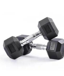 Black Rubber Coated Hex Dumbbell (4)