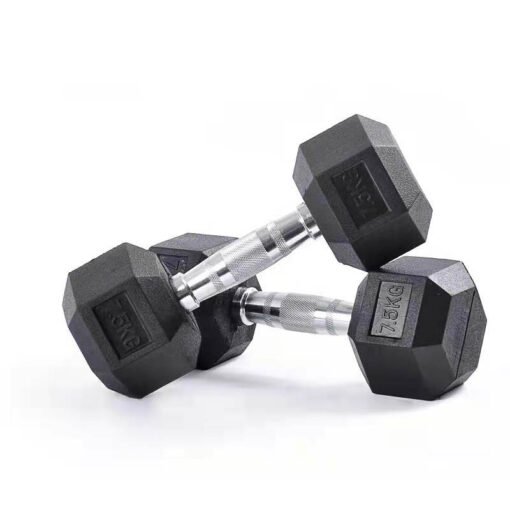 Black Rubber Coated Hex Dumbbell (4)