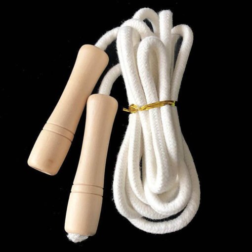 Cotton Braided Wooden Handle Jump Rope for Kids (1)