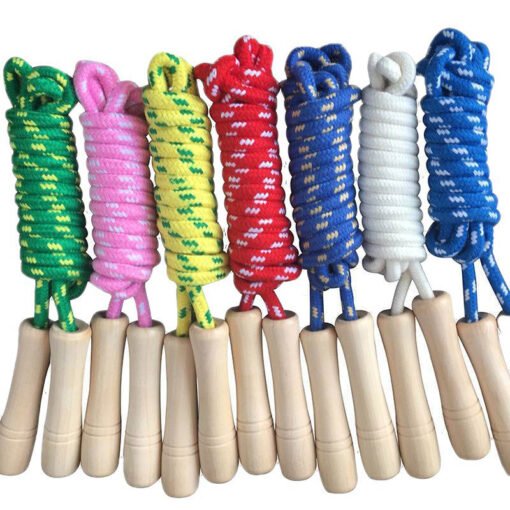 Cotton Braided Wooden Handle Jump Rope for Kids (3)