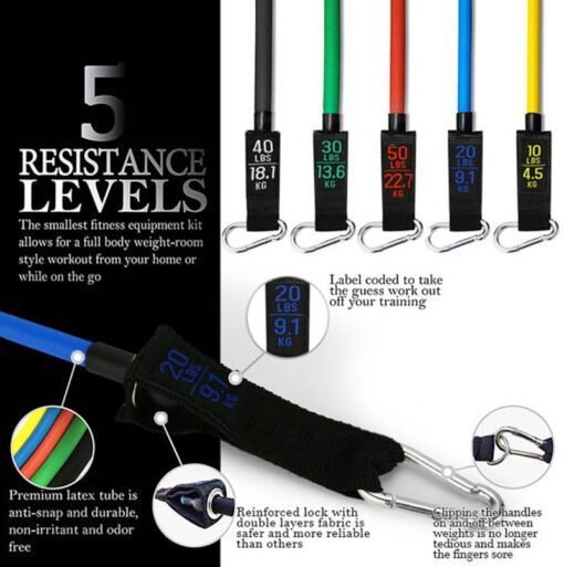 Family Fitness 11 Piece Resistance Band Set (4)