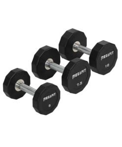 Weightlifting Hard Chrome Plated Handles 12 Sided Urethane Dumbbells (2)