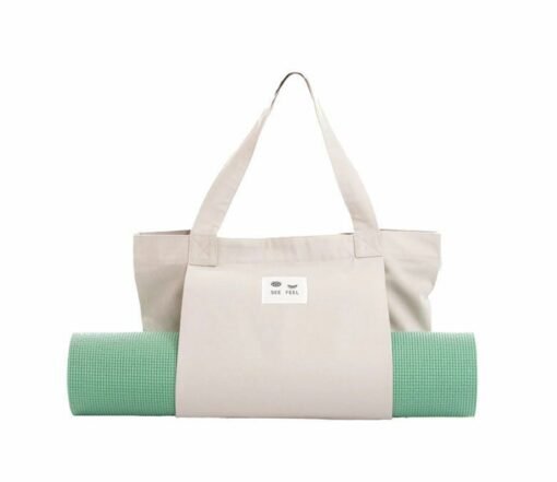 Canvas Totebag with Yoga Mat Carrier Pocket