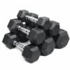 Black Rubber Coated Hex Dumbbell