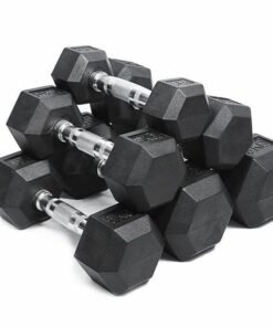 Black Rubber Coated Hex Dumbbell