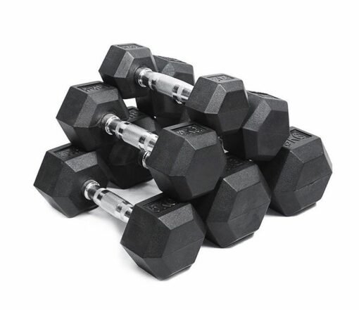 Black Rubber Coated Hex Dumbbell