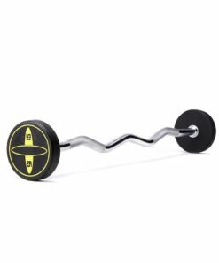 Premium Solid Steel CPU EZ Curl Rubber Barbell