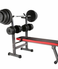 Multifunctional Foldable Workout Bench Set with Dumbbell Barbell Rack