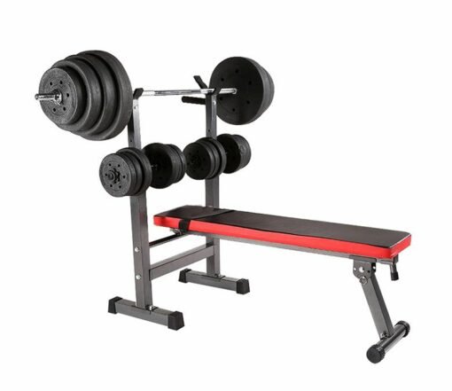 Multifunctional Foldable Workout Bench Set with Dumbbell Barbell Rack